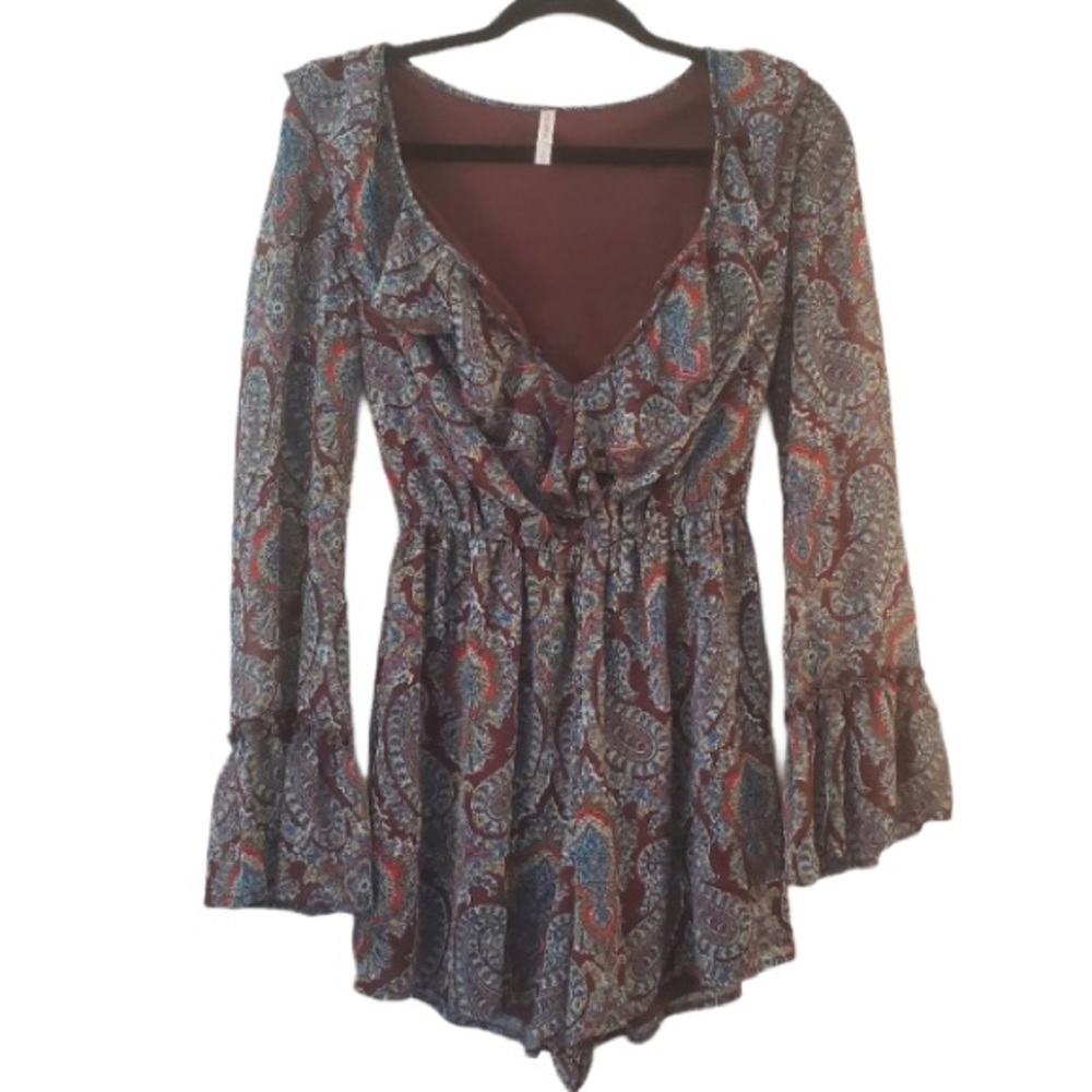 Xhilaration Boho Floral Paisley Print Romper